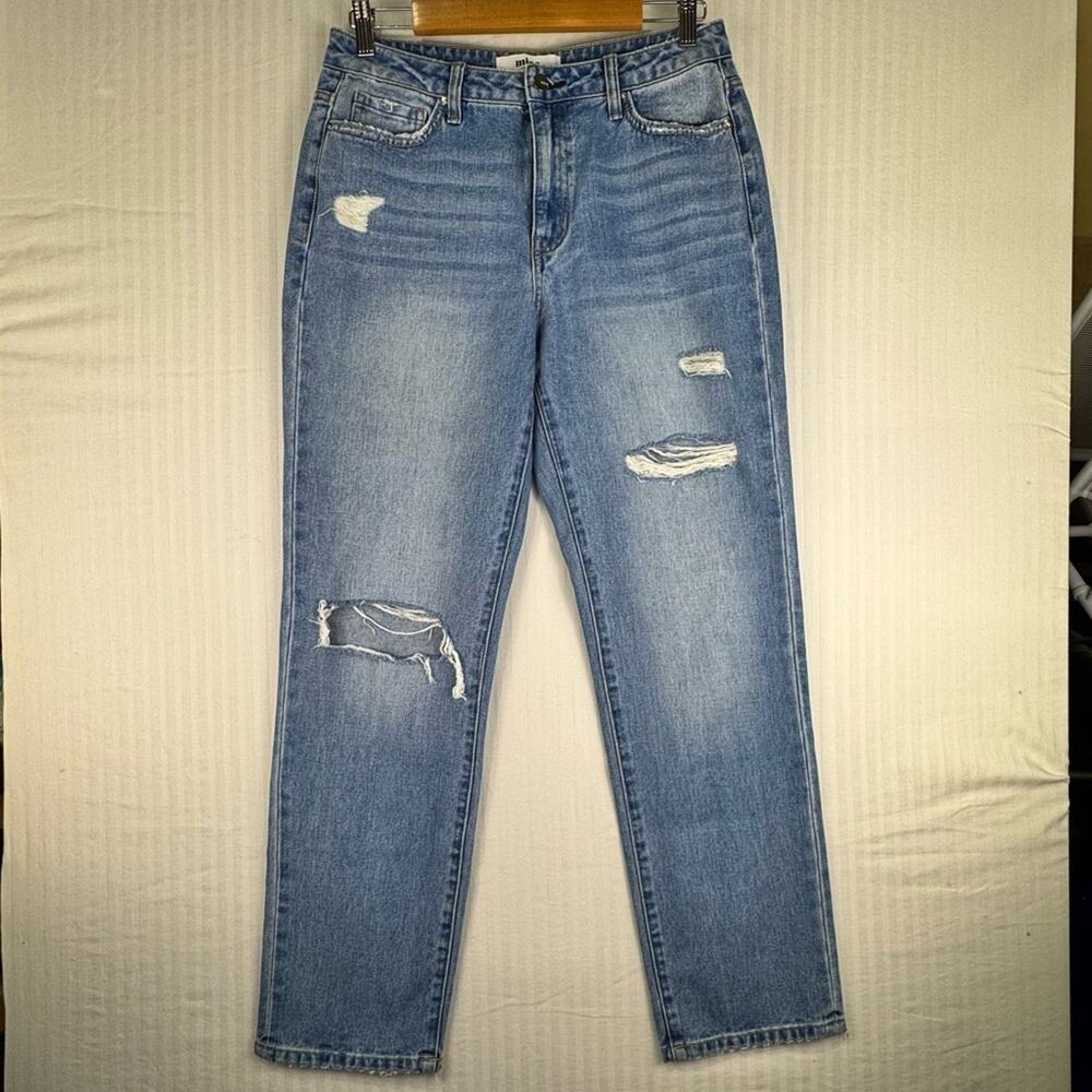 Classic Light Blue Distressed Straight Leg Jeans
